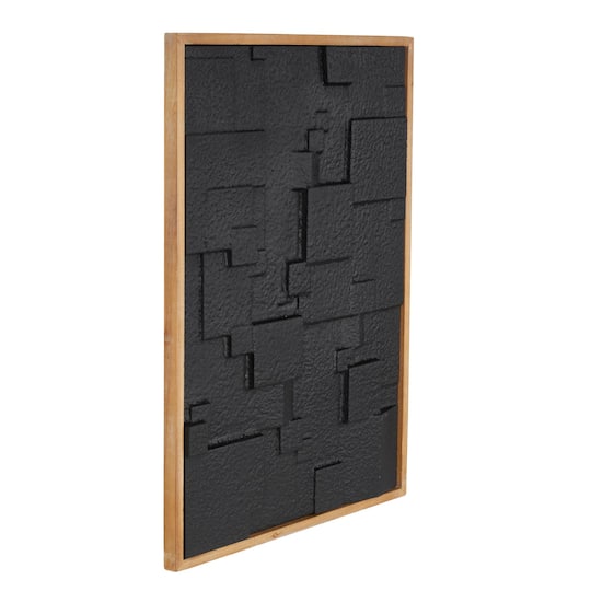 31.5" Black Wood Geometric Dimensional Textured Shapes Home Wall Décor